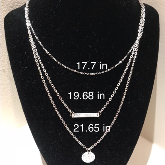 ❣️New Triple Layer Silver Tone Necklace - Picture 7 of 7
